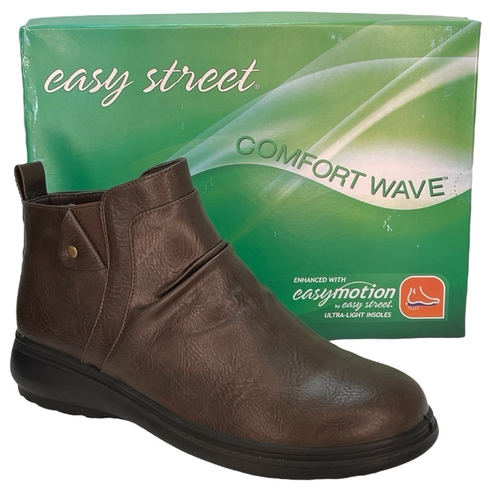 Easy Street Ariadne Brown Faux Leather Womens Booties Size 9.5M - Picture 10 of 10